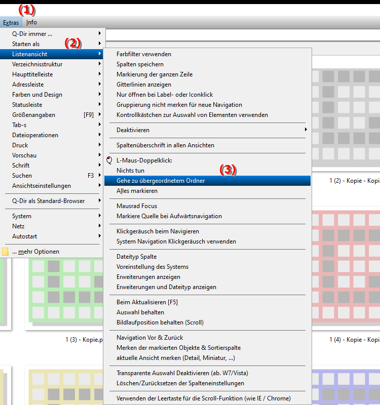 L Maus Doppelklick zum übergeordneten Ordner navigieren im Datei Explorer